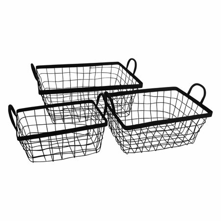 H2H Rattan  Tapered Metal Wire Set of 3 Rectangular Storage with Liner H23359409